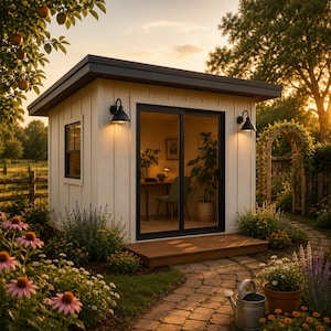 10x10 Garden Shed Plans PDF, Modern Backyard Office Plan Digital Download