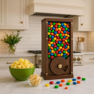 Plan de construction de distributeur de bonbons bricolage, distributeur de collations en bois à bouton tournant pour la cuisine ou la salle de jeux, téléchargement numérique PDF, projet de menuiserie facile