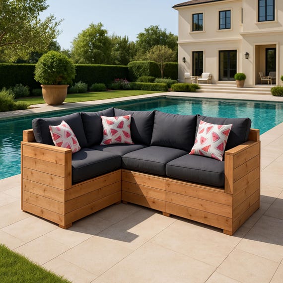 DIY Outdoor Sectional Sofa Plan – L-shaped Patio Couch (PDF