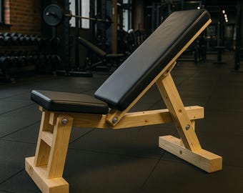 DIY Adjustable Workout Bench PDF Plans, Wooden Gym Bench with Padded Seat, Home Gym Fitness Equipment, Incline Weight Bench Project Guide