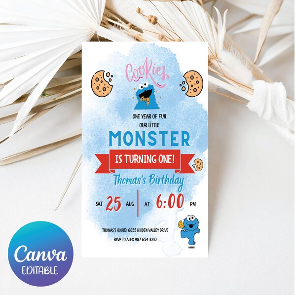 Kids Birthday Invitation, 1st Editable Printable Invitation, first Birthday Party Invite, second birthday party digital template, CANVA