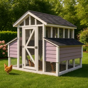 Projeto de construção de galinheiro faça você mesmo em PDF, projeto de galinheiro para quintal com cercadinho e caixas de nidificação, download instantâneo, guia de abrigo para aves de granja