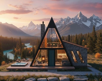 A-Frame House Plan PDF,  7x8 Two Story Tiny Cabin Plans