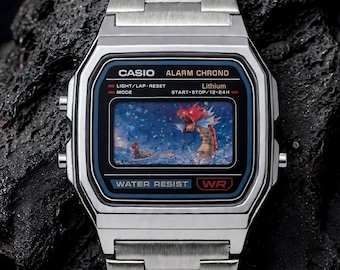 Individuell gestaltete Casio-Uhr mit glänzendem Garados-Pokémon-Mod – Geschenk für Sie/Ihn