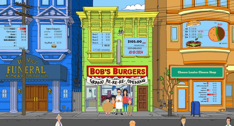 Bob's Burgers-themed Expense Tracker | Fun & Interactive Excel Spending ...