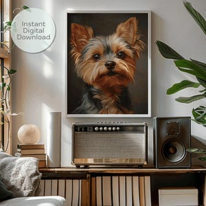 Yorkshire Terrier Portrait Yorkshire Terrier Digital Portrait Realistic Dog Art Print Yorkie Fur Baby Portrait Gift for Dog Lovers  300 DPI