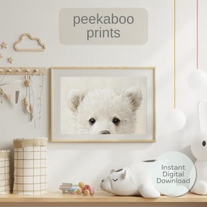 Nursery Art Prints: Lamb, Bunny, Polar Bear - Peekaboo Animals (Digital Download)