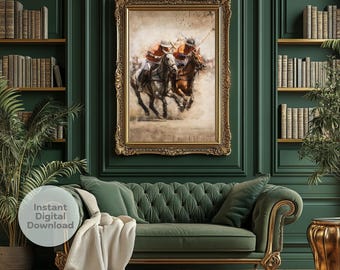 Vintage Polo Spiel Kunstdruck: Pferdesport Dekor (Digitaler Download)