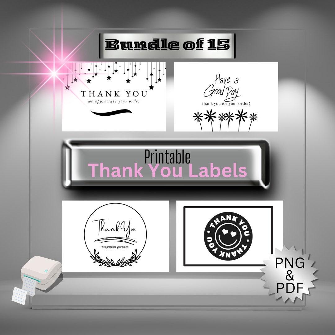 Thank You Labels Digital Download for Thermal Printers &amp; Regular ...