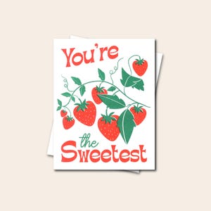Vous êtes la carte de voeux rétro fraise la plus douce - risographie, anniversaire, maman, fête, amitié