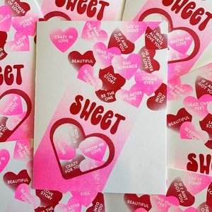Doux ! Carte de Saint-Valentin Pop Queens Love Song Candy Hearts - Lady Gaga, Beyonce, Billie Eilish, Dua Lipa, Britney Spears, Taylor Swift
