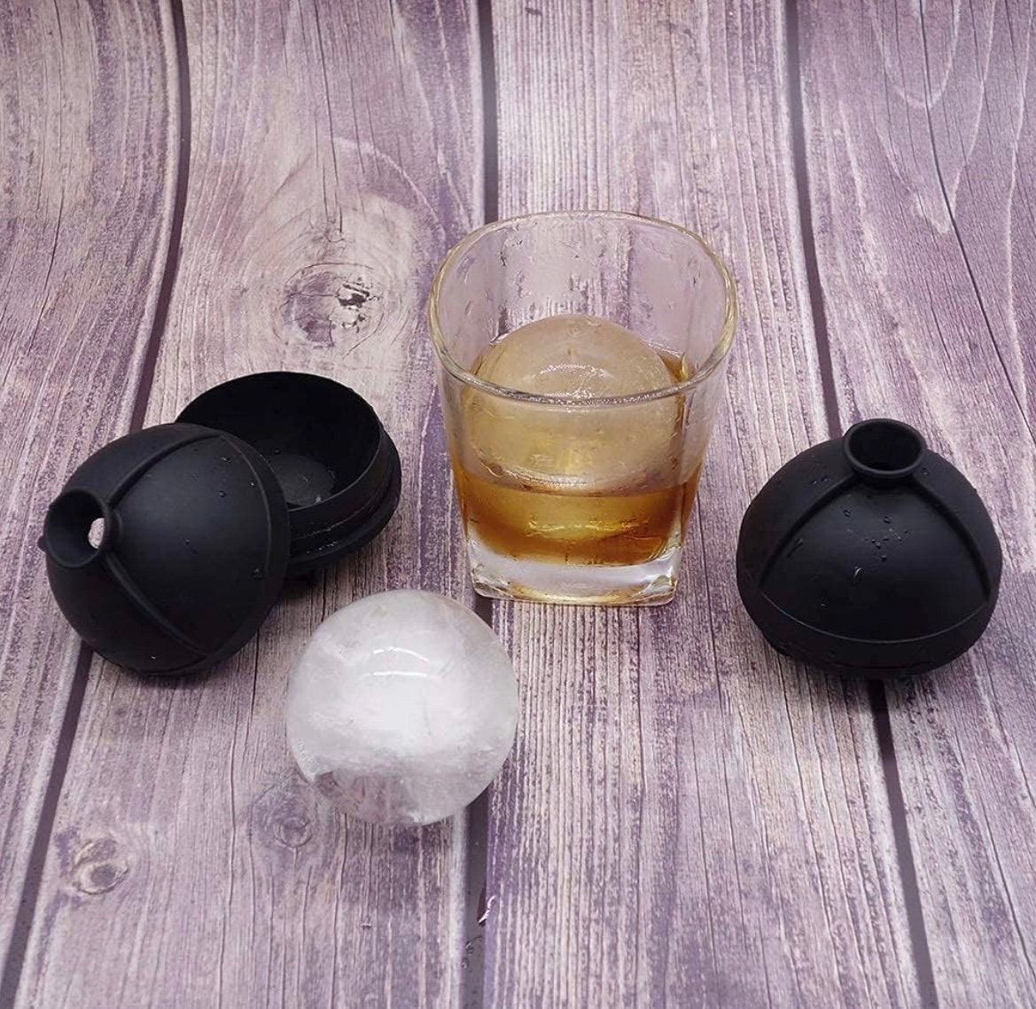 Peaked Crystal Whiskey Glass & Ice Ball Mould Set