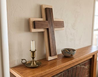 Handmade unique Maple and walnut cross