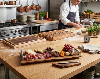 Live Edge Walnut Charcuterie Board with Modern Metal Handles | Black Walnut Serving Tray