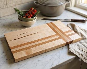 Handcrafted Maple Ambrosia & Cherry Cutting Board | 19.5" x 11" x 1" Artisan Chopping Block