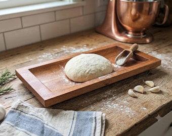 Handmade African Mahogany Dough Bowl | Long Wooden Bread Trays | Modern Rustic Kitchen Decor | Centerpiece Wooden Bowl | Baker Gift