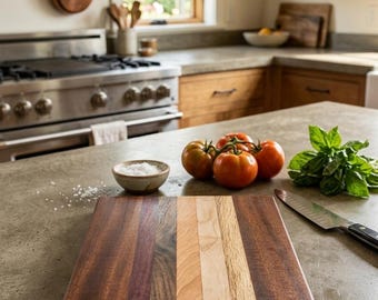 Unique handmade cutting board mahogany purple heart