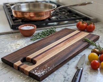 Handmade cutting board Walnut purple heart mahogany