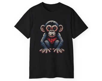 T-Shirt Love Monkey - Unisex Softstyle Casual Wear, Fashionable & Unique Gift for Friends, Family, Birthdays and More