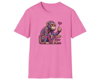 T-Shirt Love Monkey - Cool & Stylish Unisex Softstyle Tee for Casual Wear, Perfect Gift for Friends and Family