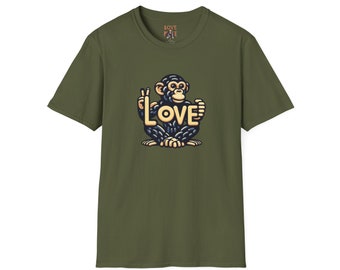 T-shirt - Funky & Stylish Love Monkey Design, Casual Wear for Trendy Fashion Lovers, Perfect Gift for Friends