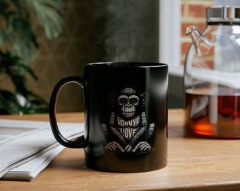 Love Monkey Mug - 11oz Black Limited Edition, Adorable Coffee Companion, Great Gift for Couples & Anniversaries