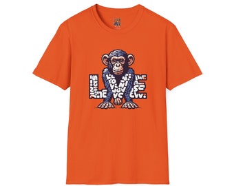 T-shirt Love Monkey Design, Cool & Stylish Tee, Perfect for Casual Wear and a Unique Gift for Friends and Family