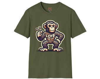 T-Shirt Love Monkey - Cool, Stylish & Trendy Unisex Softstyle Tee for Casual Wear, Perfect Gift for Friends and Family