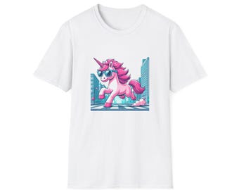 Unicorn T-Shirt: Unique Cool Unicorn In The City Print, Ideal for Everyday Outfits and Unicorn Themed Gifts