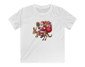 T Shirt - Santa Riding Kangaroo, Cool Xmas Tee, Unique Holiday Outfit, Perfect Christmas Gift