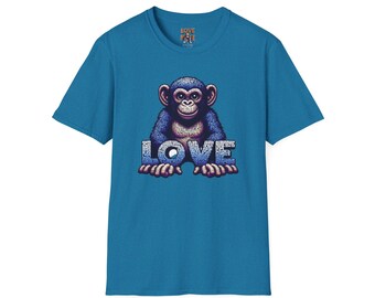 Love Monkey T-Shirt - Unique Designer Graphic Tee, Perfect Casual Wear, Ideal Designer Wear Gift
