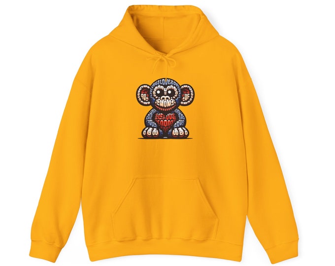 Featured listing image: Designer Love Monkey Hoodie - Cool Graphic Animal Top, Ideal for Casual Outfits, Designer Hoodie
