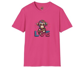 T-Shirt Love Monkey - Cool & Stylish Unisex Softstyle Tee for Casual Wear, Perfect Gift for Friends and Family