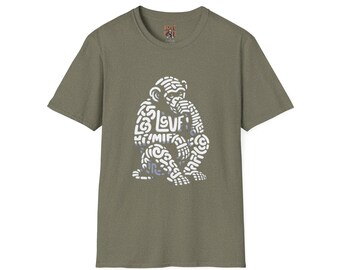 Designer Love Monkey T-Shirt - Fun Graphic Animal Top, Ideal for Casual Outfits, Designer Shirt