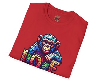 Love Monkey T-Shirt - Unisex Softstyle Tee - Playful Everyday Wear - Great Gift for Him & Her