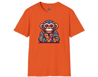 T-Shirt - Love Monkey Design, Trendy Unisex Softstyle Tee, Stylish & Cool Casual Wear, Perfect Gift for Any Occasion