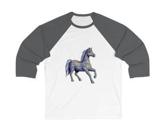 Equine \ Horse Styled 3\4 Sleeve Baseball Tee
