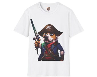 T Shirt - Dog Pirate Design, Fun and Unique Pet Lover Tee, Perfect for Themed Parties, Great Gift for Dog Owners