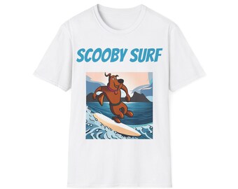 Scooby Surf T-Shirt Surfs Up - Unisex Softstyle Tee, Perfect for Beach Lovers & Water Sports Enthusiasts, Great Gift Idea
