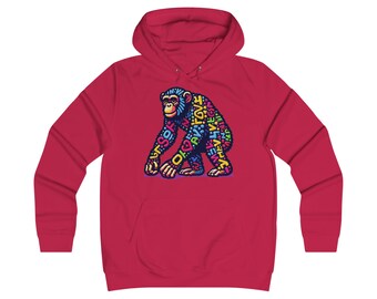 Hoodie with Love Monkey Design, Unisex Premium Crewneck, Stylish & Comfortable Outfit, Great Gift for Friends or Loved Ones