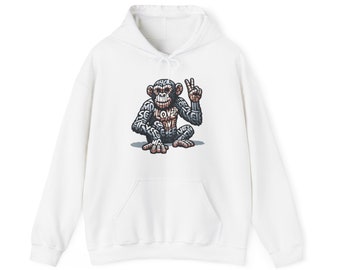 Designer Love Monkey Hoodie - Cool Graphic Animal Top, Ideal for Casual Outfits, Designer Hoodie