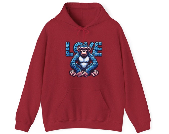 Featured listing image: Designer Love Monkey Hoodie - Cool Graphic Animal Top, Ideal for Casual Outfits, Designer Hoodie