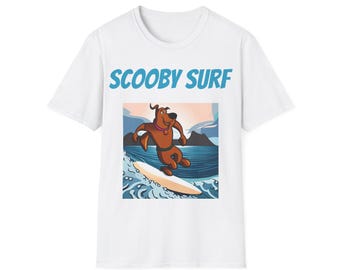 Surfing T-Shirt Scooby Surf - Unisex Softstyle Tee, Perfect for Beach Lovers & Water Sports Enthusiasts, Great Gift Idea