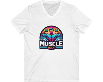 Muscle Beach T-Shirt, Vintage-Inspired Fitness Tee, Perfect for Gym Enthusiasts, Unique Bodybuilding Gift Idea