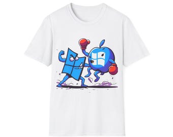 Microsoft Fighting Apple T-Shirt, Geeky Windows vs Mac Tee, Tech Enthusiast Apparel, Unique Gift for Computer Nerds