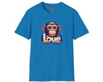 Love Monkey T-Shirt - Unique Designer Graphic Tee, Perfect Casual Wear, Ideal Designer Wear Gift