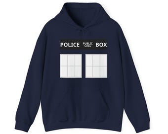Doctor Who Inspired Tardis Police Box Hoodie, Soft Fleece Nerd Pullover, Perfect Gift for Sci-Fi Enthusiasts