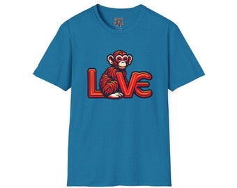 T-shirt Love Monkey Design - Cool, Stylish & Trendy - Perfect for Casual Wear - Unique Gift Idea
