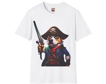 T Shirt - Dog Pirate Design, Fun and Unique Pet Lover Tee, Perfect for Themed Parties, Great Gift for Dog Owners