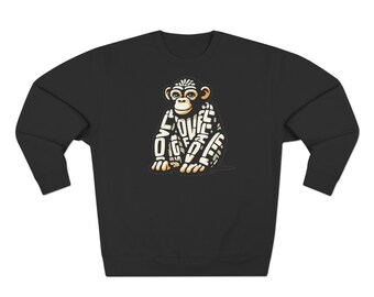 Love Monkey Sweatshirt, Unisex Premium Crewneck, Cosy Casual Wear for Him & Her, Ideal Christmas or Birthday Gift
